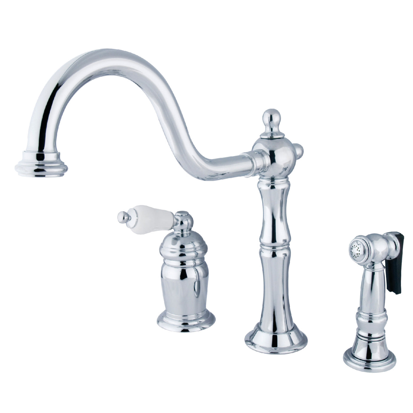 Elements of Design ES1811PLBS Single-Handle Widespread Kitchen Faucet with Brass Sprayer, Polished Chrome