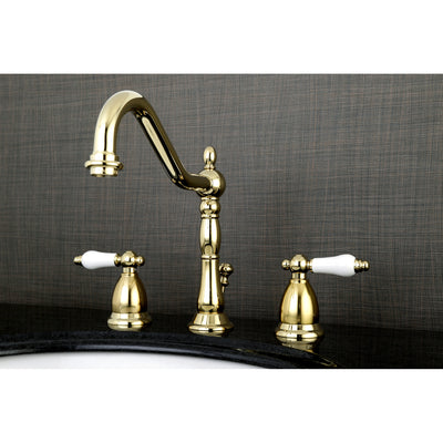 Elements of Design ES1992PL Widespread Bathroom Faucet with Brass Pop-Up, Polished Brass