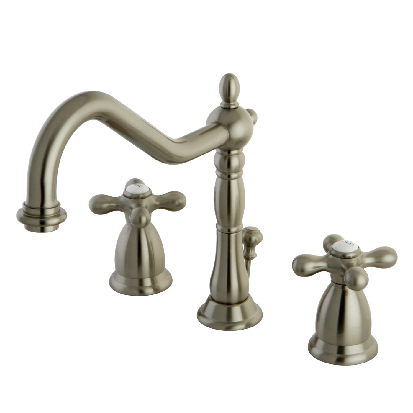Elements of Design ES1998AX Widespread Bathroom Faucet with Brass Pop-Up, Brushed Nickel