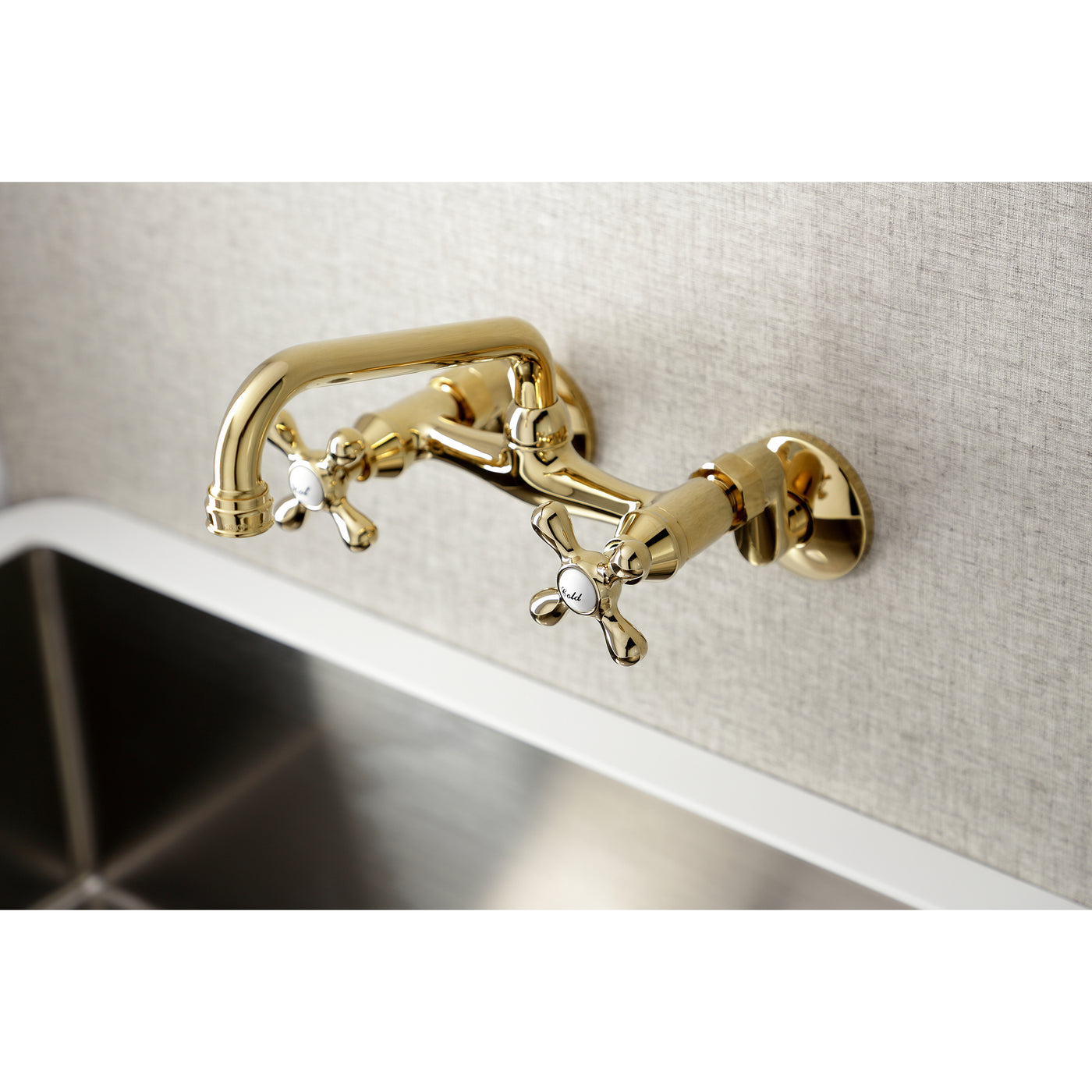 Elements of Design ES2132X Adjustable Center Wall Mount Kitchen Faucet, Polished Brass