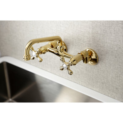 Elements of Design ES2132X Adjustable Center Wall Mount Kitchen Faucet, Polished Brass