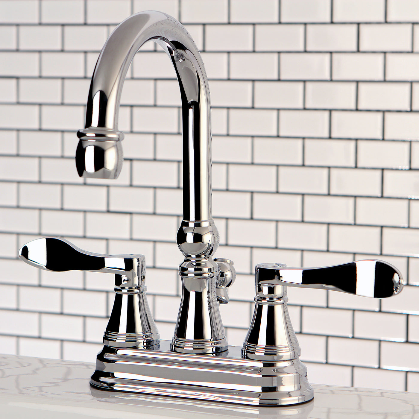 Elements of Design ES2611DFL 4-Inch Centerset Bathroom Faucet with Brass Pop-Up, Polished Chrome
