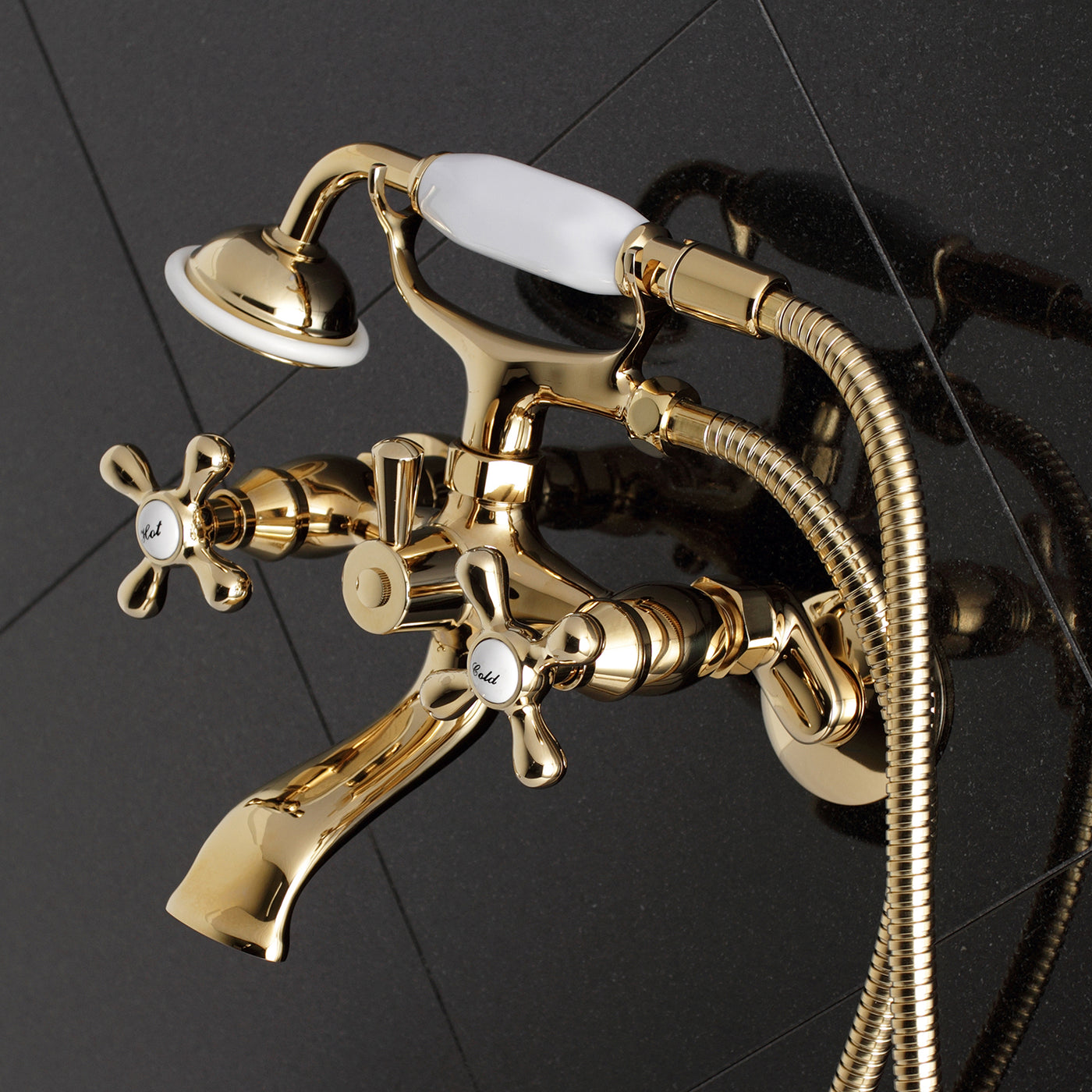Elements of Design ES2652X Adjustable Center Tub Wall Mount Clawfoot Tub Faucet, Polished Brass