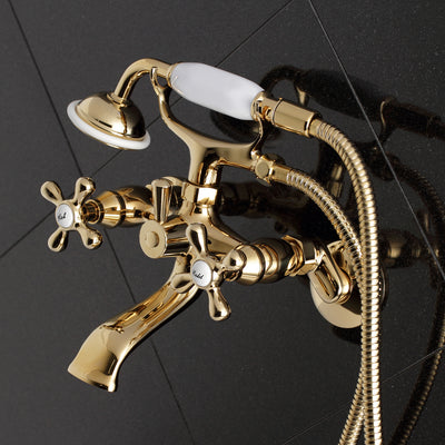 Elements of Design ES2652X Adjustable Center Tub Wall Mount Clawfoot Tub Faucet, Polished Brass