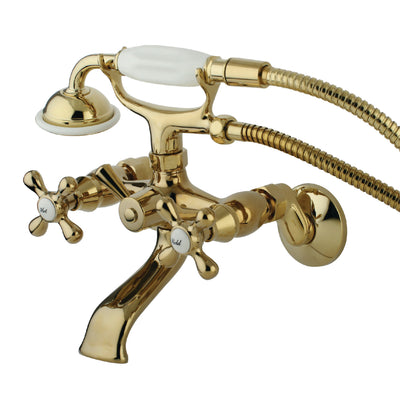 Elements of Design ES2652X Adjustable Center Tub Wall Mount Clawfoot Tub Faucet, Polished Brass