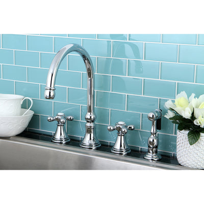 Elements of Design ES2791AXBS Widespread Kitchen Faucet with Brass Sprayer, Polished Chrome