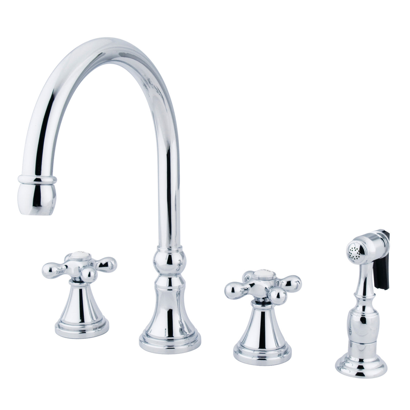 Elements of Design ES2791AXBS Widespread Kitchen Faucet with Brass Sprayer, Polished Chrome