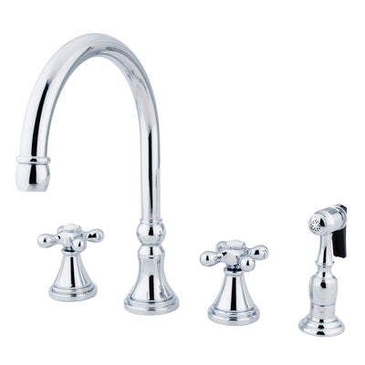 Elements of Design ES2791AXBS Widespread Kitchen Faucet with Brass Sprayer, Polished Chrome