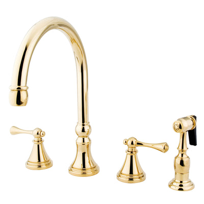 Elements of Design ES2792BLBS Widespread Kitchen Faucet with Brass Sprayer, Polished Brass