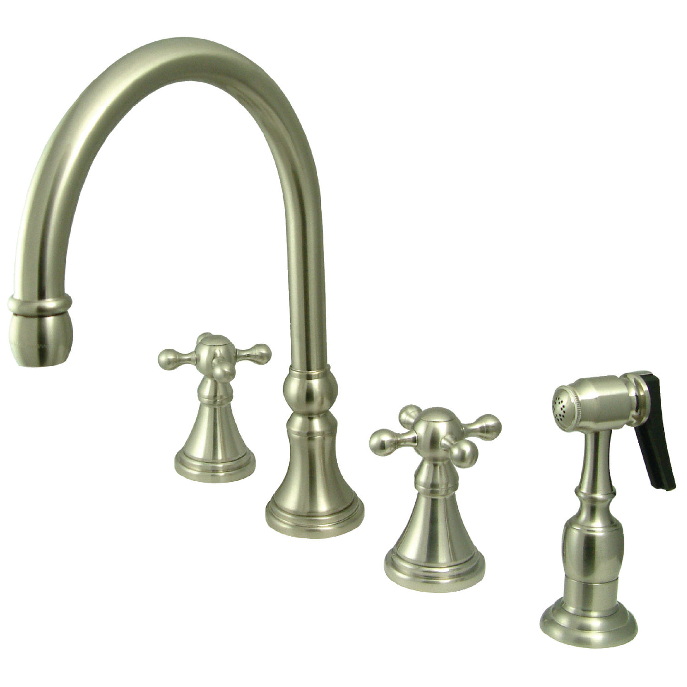 Elements of Design ES2798KXBS Widespread Kitchen Faucet with Brass Sprayer, Brushed Nickel