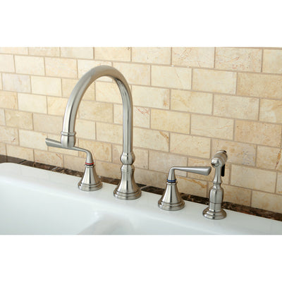 Elements of Design ES2798ZLBS Widespread Kitchen Faucet with Brass Sprayer, Brushed Nickel