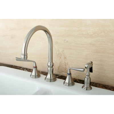 Elements of Design ES2798ZLBS Widespread Kitchen Faucet with Brass Sprayer, Brushed Nickel