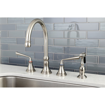 Elements of Design ES2798ZLBS Widespread Kitchen Faucet with Brass Sprayer, Brushed Nickel