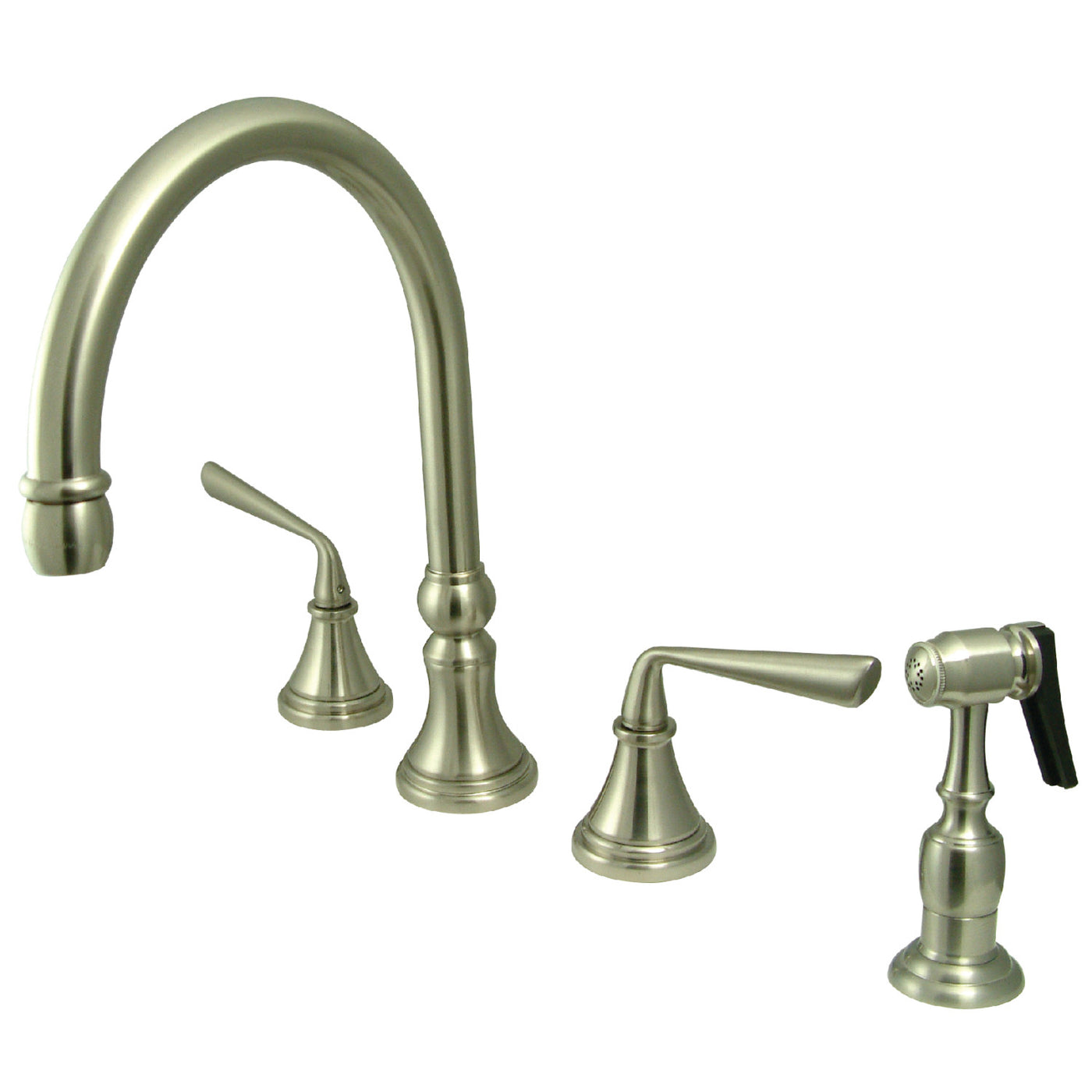 Elements of Design ES2798ZLBS Widespread Kitchen Faucet with Brass Sprayer, Brushed Nickel