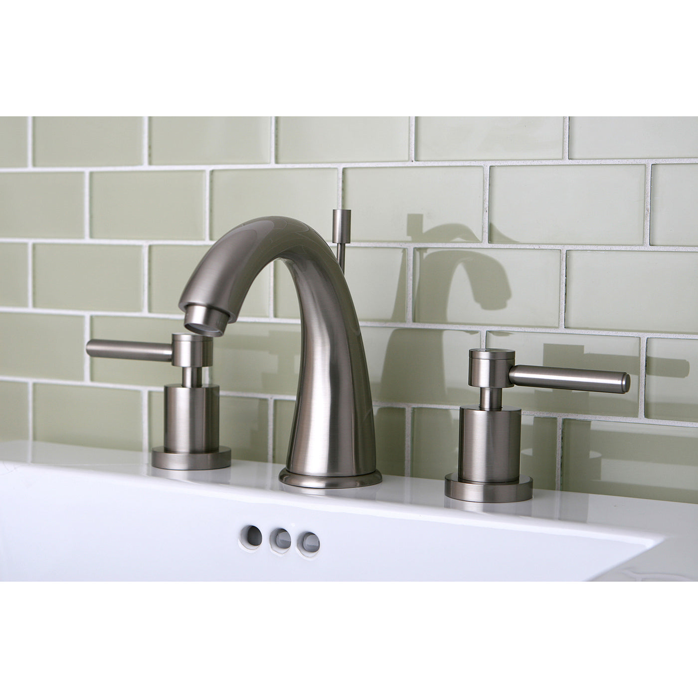 Elements of Design ES2968DL Widespread Bathroom Faucet with Brass Pop-Up, Brushed Nickel