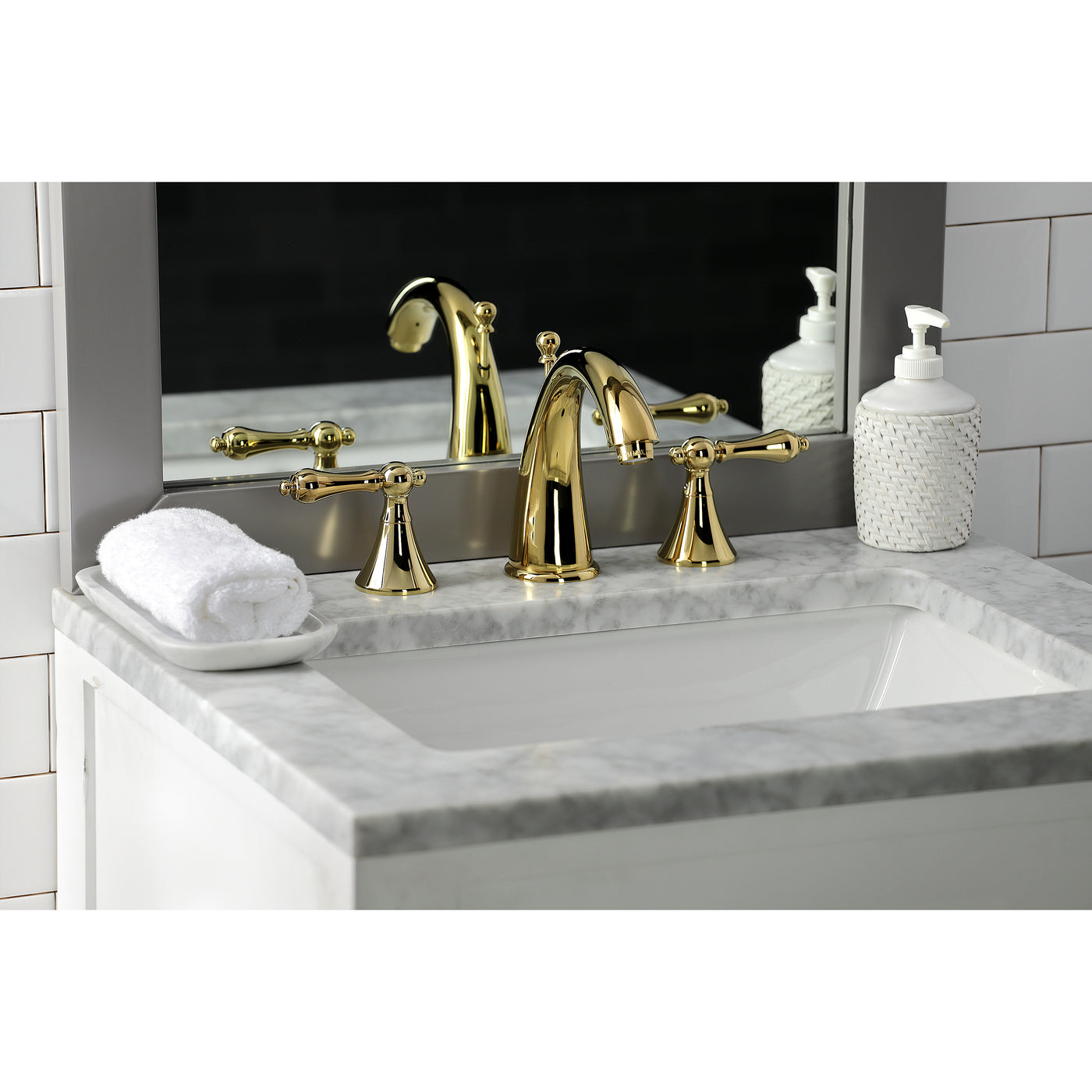 Elements of Design ES2972AL Widespread Bathroom Faucet with Brass Pop-Up, Polished Brass