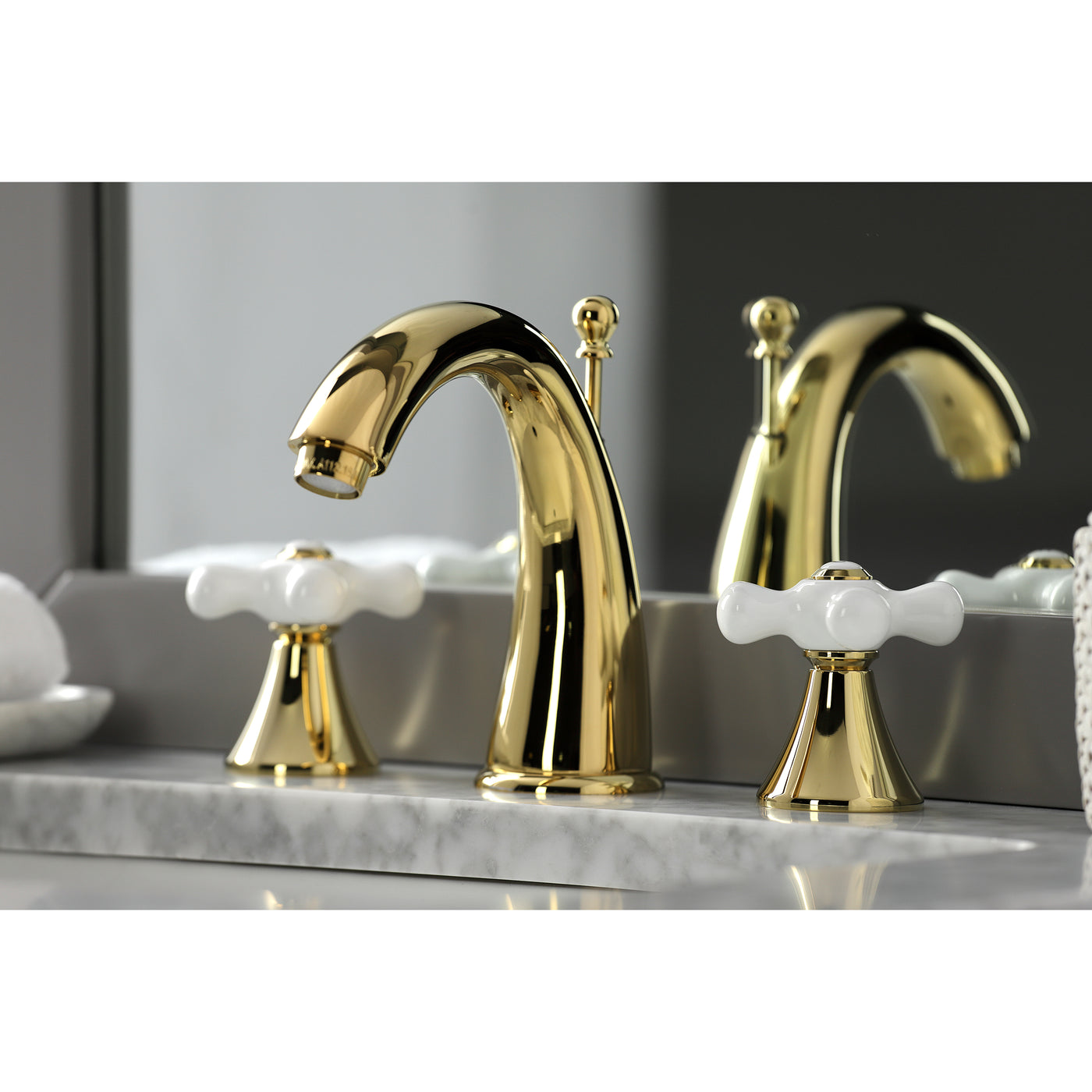 Elements of Design ES2972PX Widespread Bathroom Faucet with Brass Pop-Up, Polished Brass