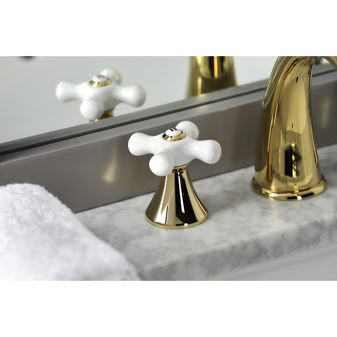 Elements of Design ES2972PX Widespread Bathroom Faucet with Brass Pop-Up, Polished Brass