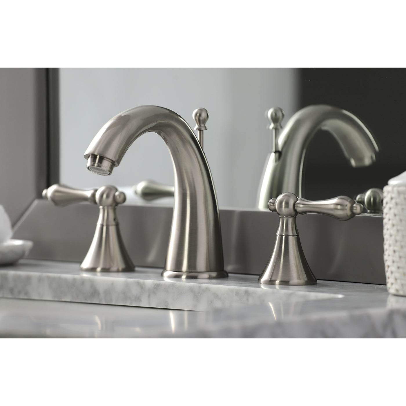Elements of Design ES2978AL Widespread Bathroom Faucet with Brass Pop-Up, Brushed Nickel