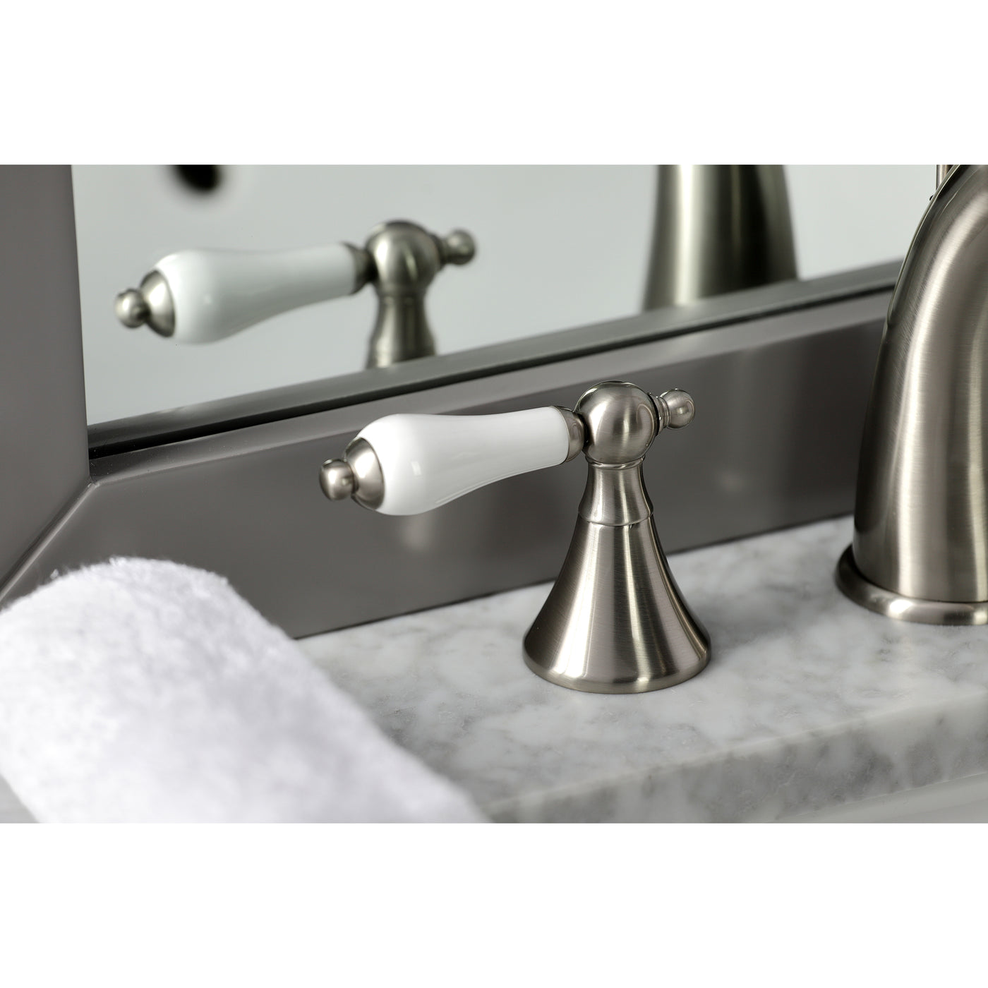 Elements of Design ES2978PL Widespread Bathroom Faucet with Brass Pop-Up, Brushed Nickel