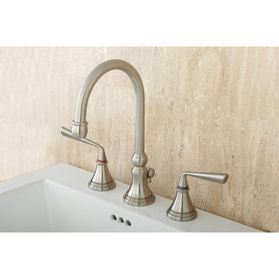 Elements of Design ES2988ZL Widespread Bathroom Faucet with Brass Pop-Up, Brushed Nickel
