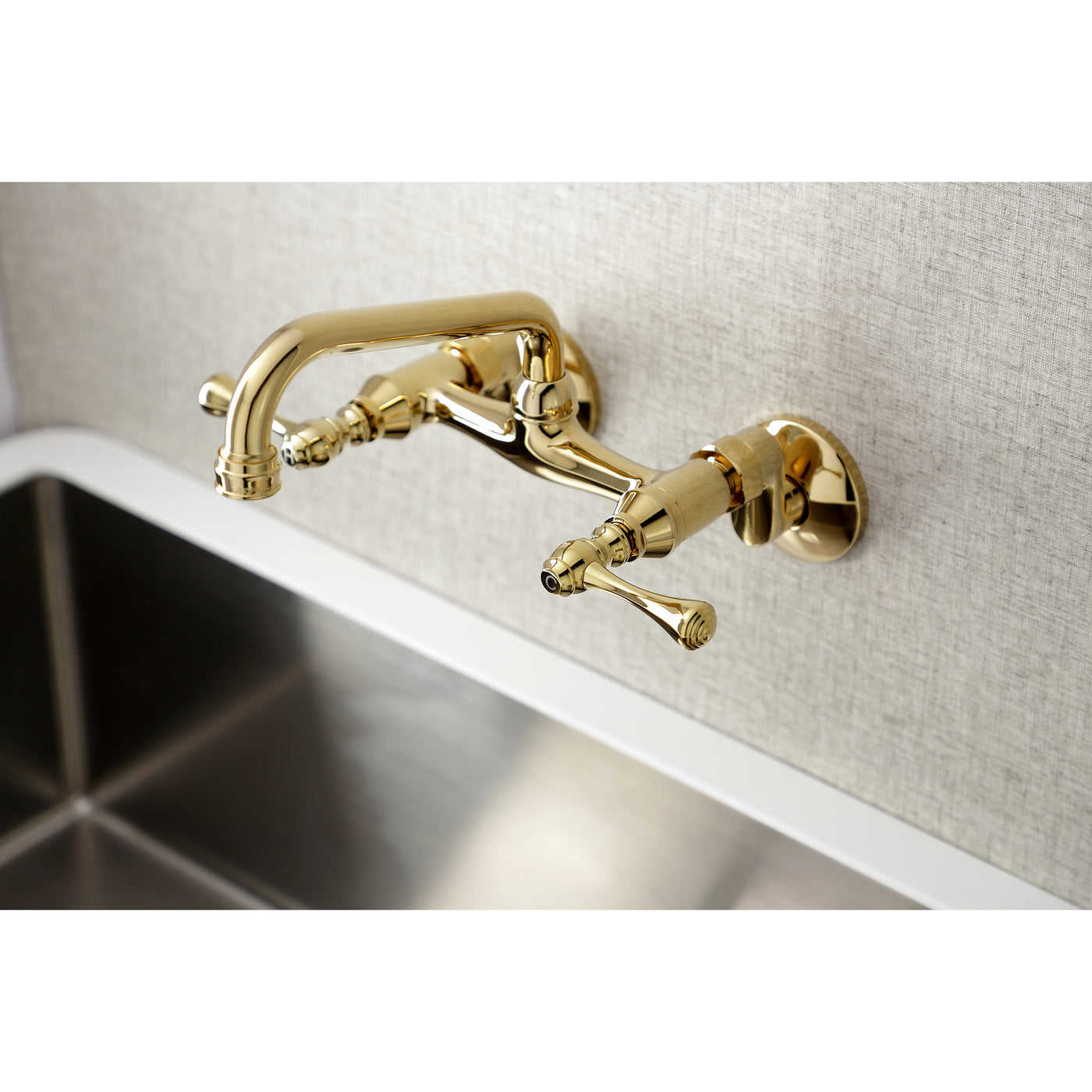Elements of Design ES3132L Adjustable Center Wall Mount Kitchen Faucet, Polished Brass