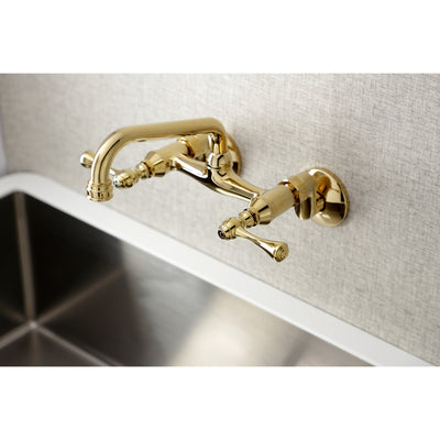 Elements of Design ES3132L Adjustable Center Wall Mount Kitchen Faucet, Polished Brass