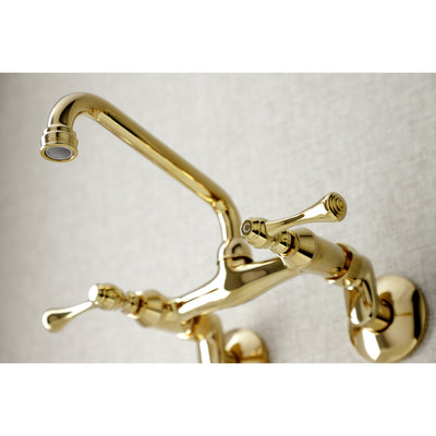 Elements of Design ES3132L Adjustable Center Wall Mount Kitchen Faucet, Polished Brass