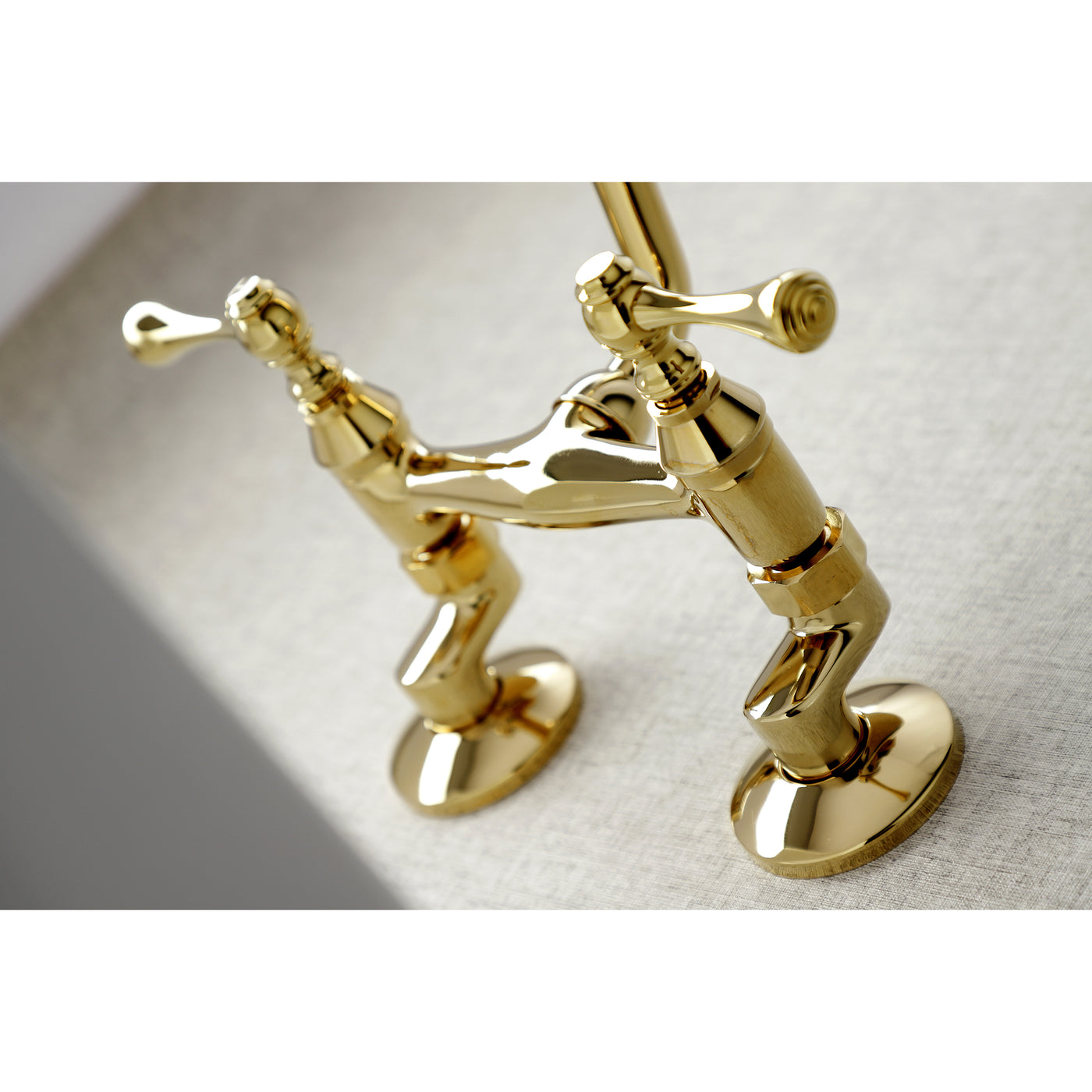 Elements of Design ES3132L Adjustable Center Wall Mount Kitchen Faucet, Polished Brass