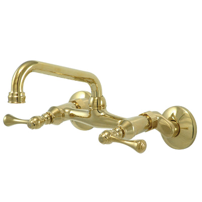 Elements of Design ES3132L Adjustable Center Wall Mount Kitchen Faucet, Polished Brass