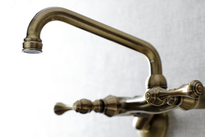 Elements of Design ES3133L Adjustable Center Wall Mount Kitchen Faucet, Antique Brass