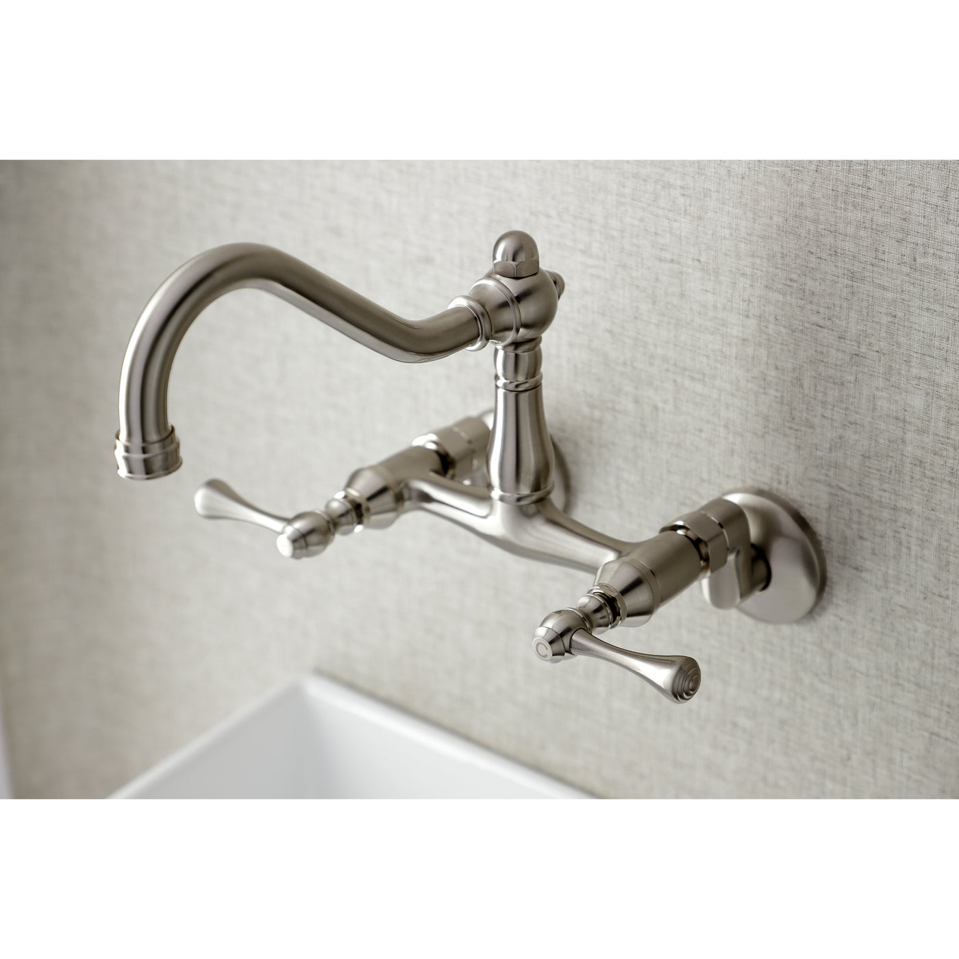 Elements of Design ES3228BL 6-Inch Adjustable Center Wall Mount Kitchen Faucet, Brushed Nickel