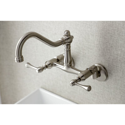 Elements of Design ES3228BL 6-Inch Adjustable Center Wall Mount Kitchen Faucet, Brushed Nickel