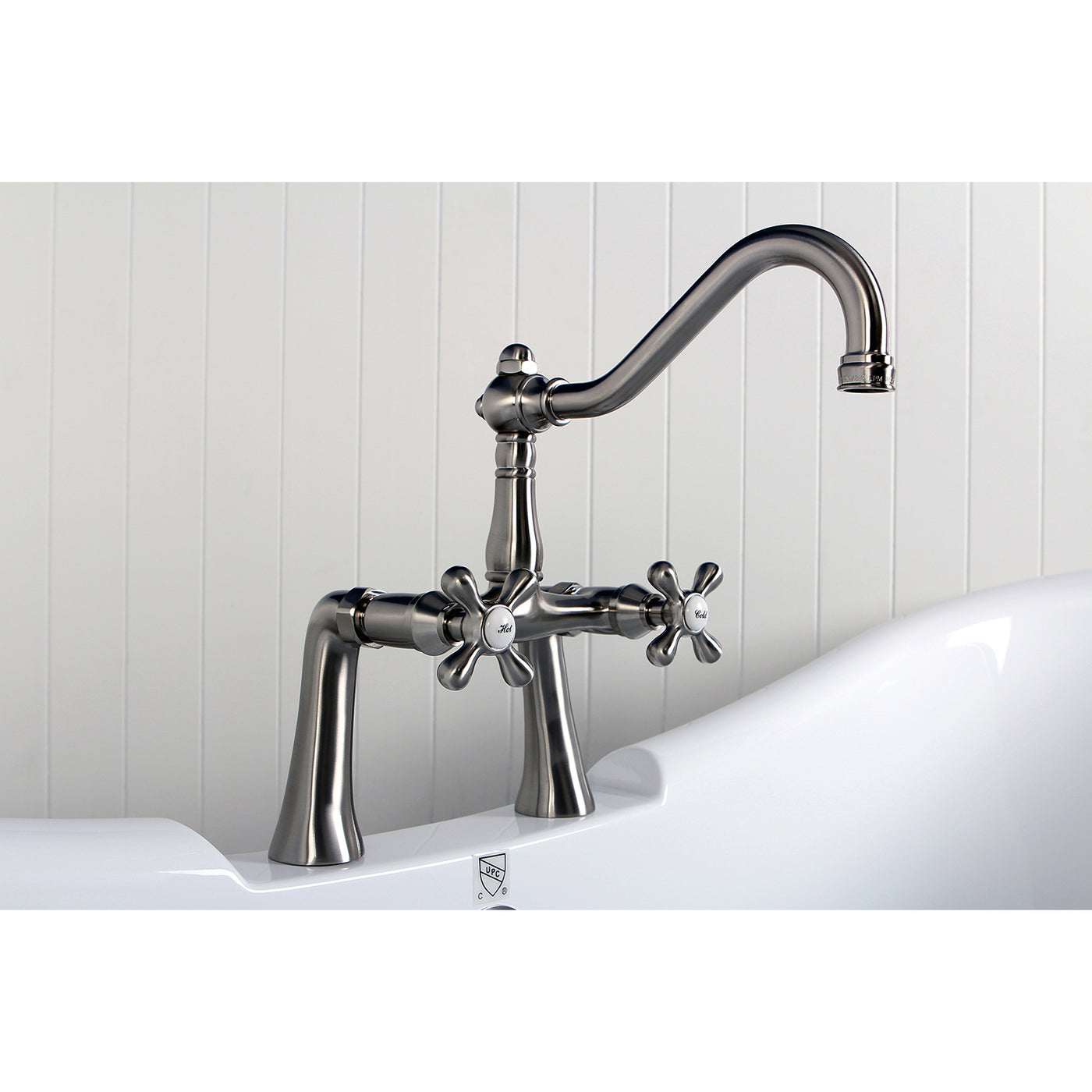 Elements of Design ES3238AX 7-Inch Center Deck Mount Clawfoot Tub Faucet, Brushed Nickel