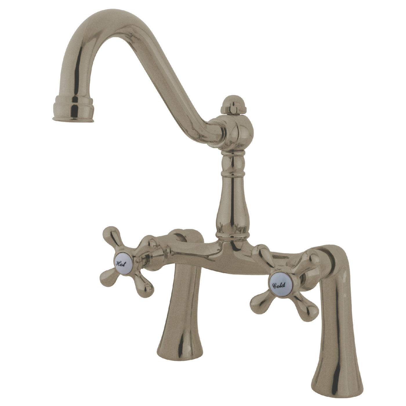 Elements of Design ES3238AX 7-Inch Center Deck Mount Clawfoot Tub Faucet, Brushed Nickel