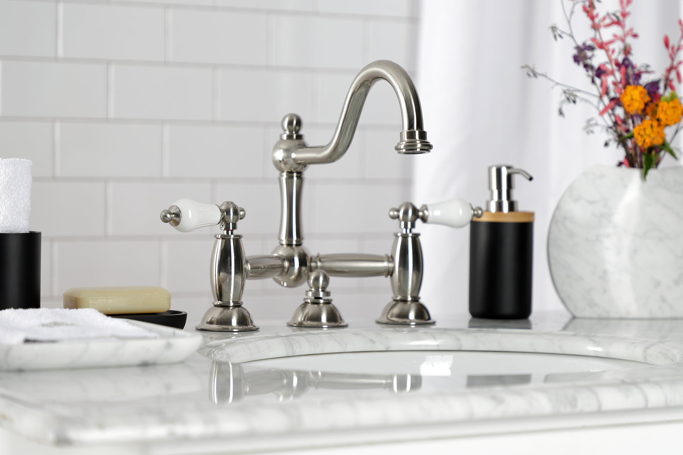 Elements of Design ES3918PL Bridge Bathroom Faucet, Brushed Nickel