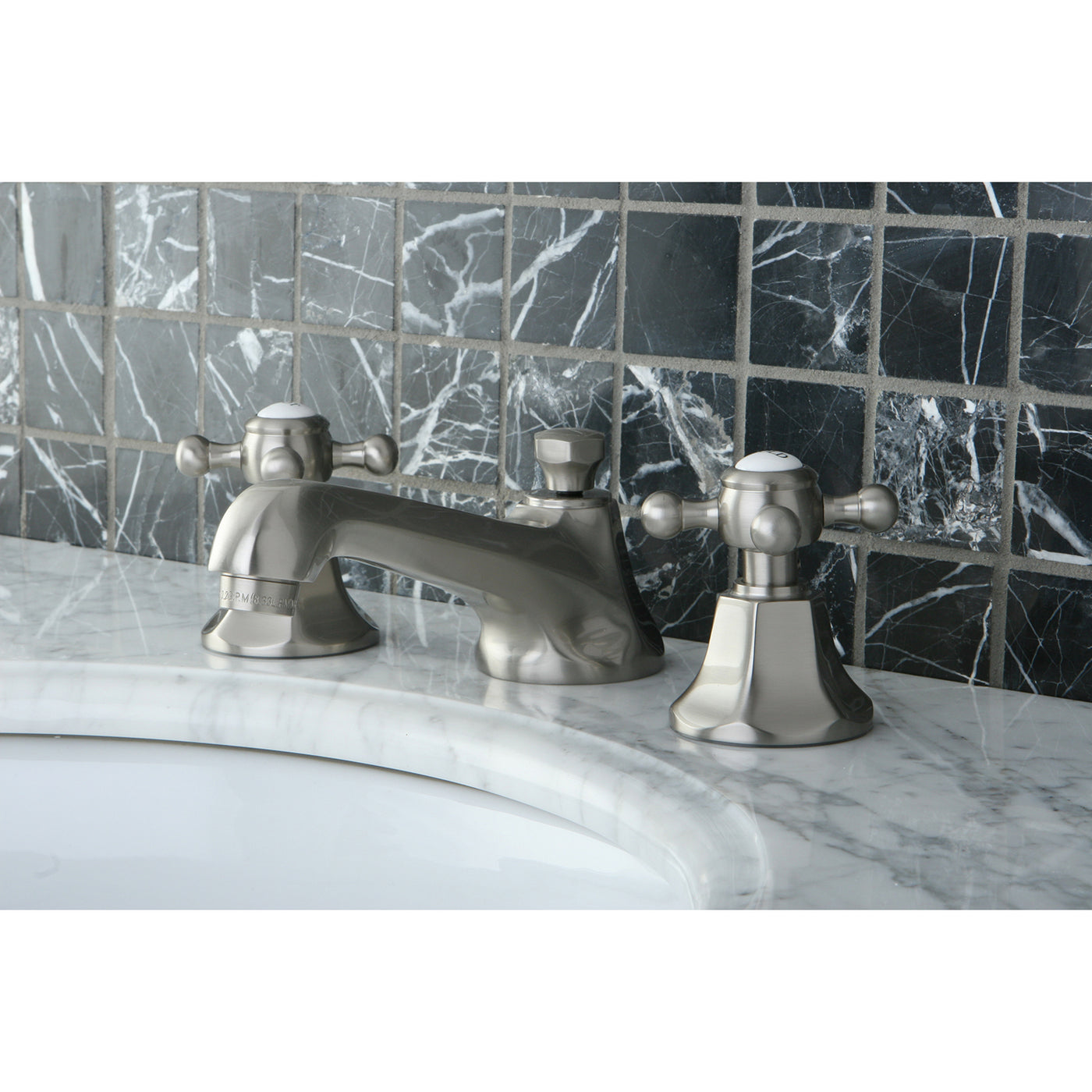 Elements of Design ES4468BX Widespread Bathroom Faucet with Brass Pop-Up, Brushed Nickel