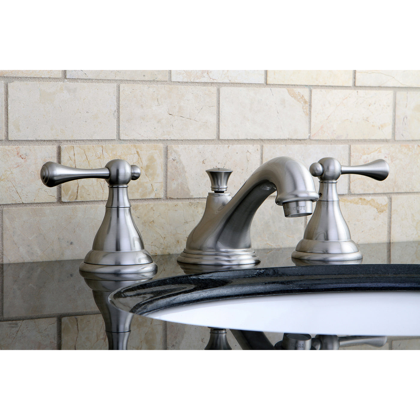 Elements of Design ES5568BL Widespread Bathroom Faucet with Brass Pop-Up, Brushed Nickel