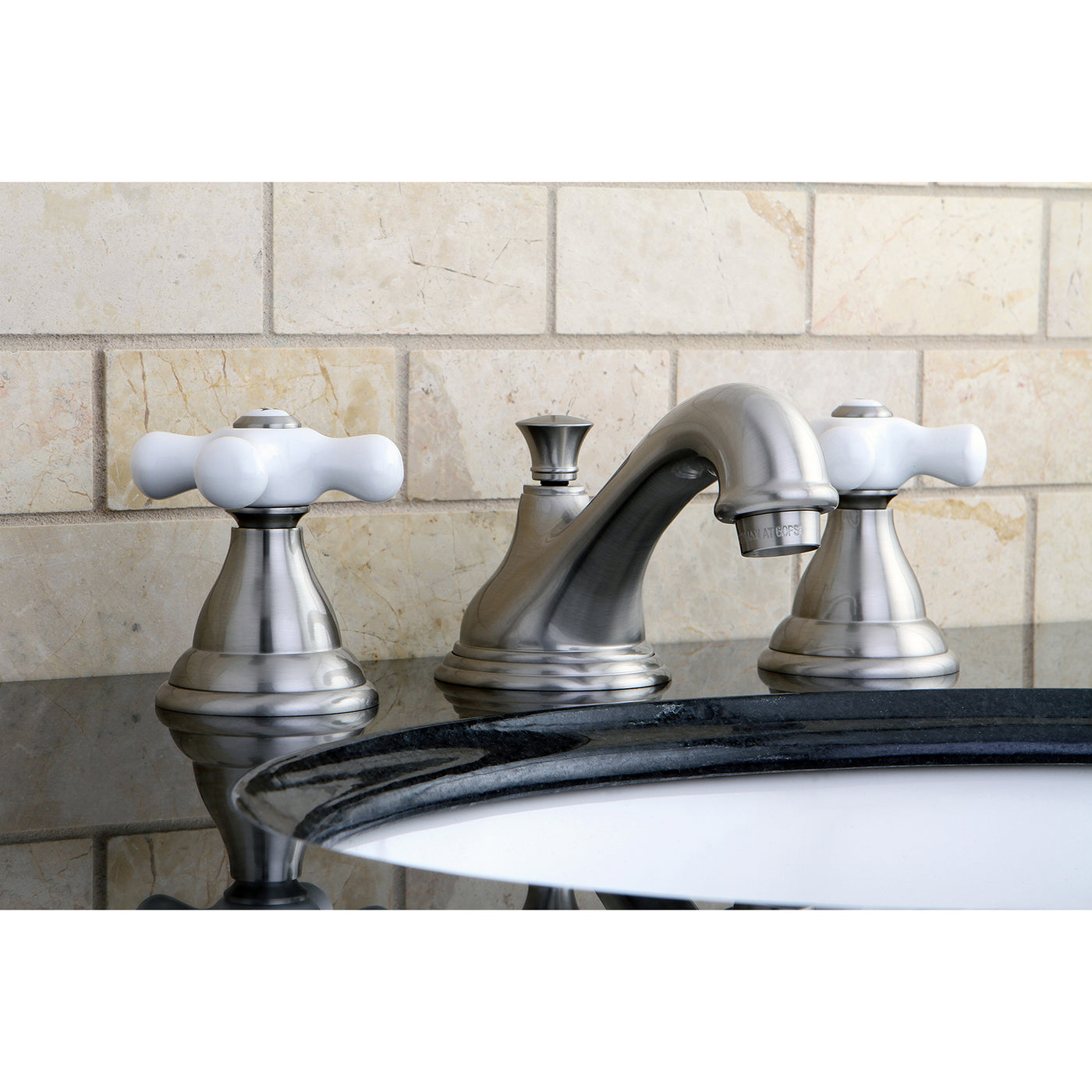 Elements of Design ES5568PX Widespread Bathroom Faucet with Brass Pop-Up, Brushed Nickel
