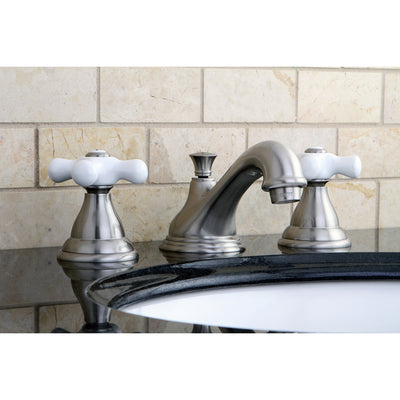 Elements of Design ES5568PX Widespread Bathroom Faucet with Brass Pop-Up, Brushed Nickel
