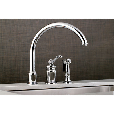 Elements of Design ES7821TLBS Single-Handle Widespread Kitchen Faucet with Brass Sprayer, Polished Chrome