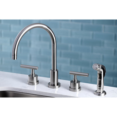 Elements of Design ES8728CML Widespread Kitchen Faucet with Plastic Sprayer, Brushed Nickel