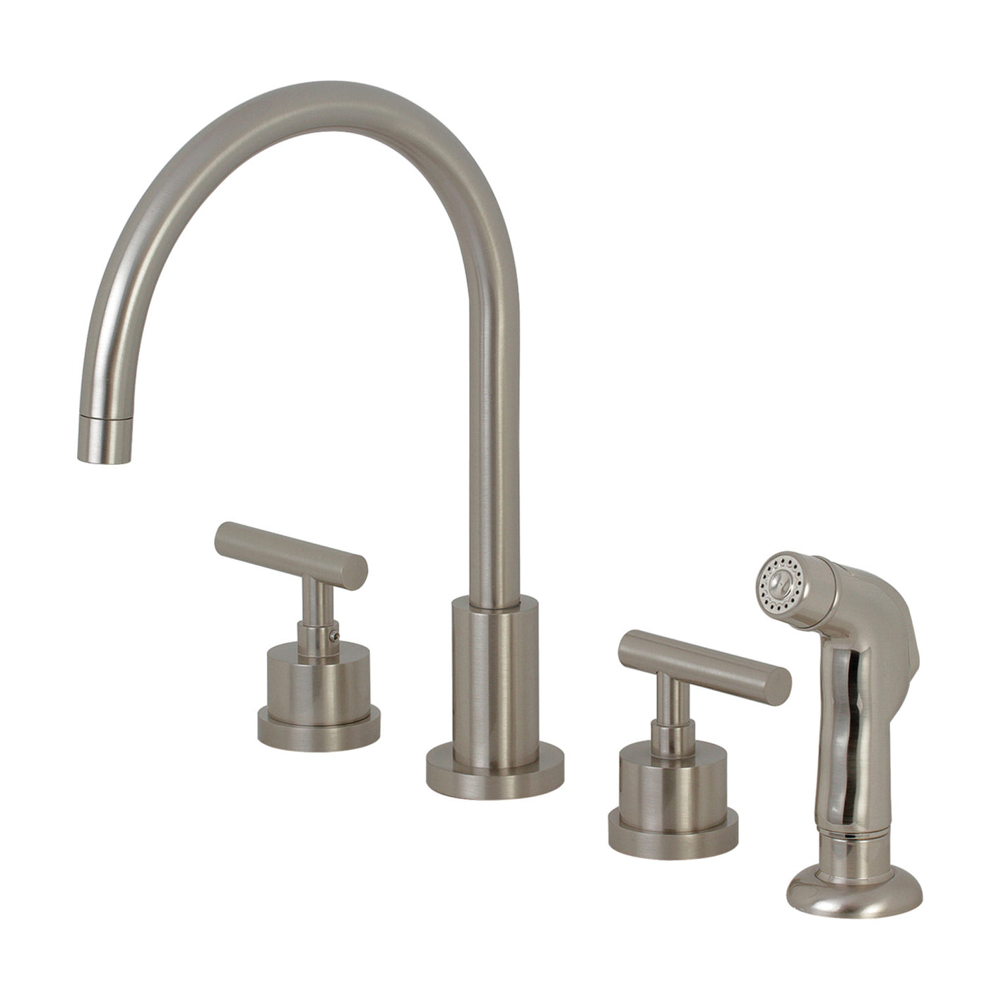 Elements of Design ES8728CML Widespread Kitchen Faucet with Plastic Sprayer, Brushed Nickel