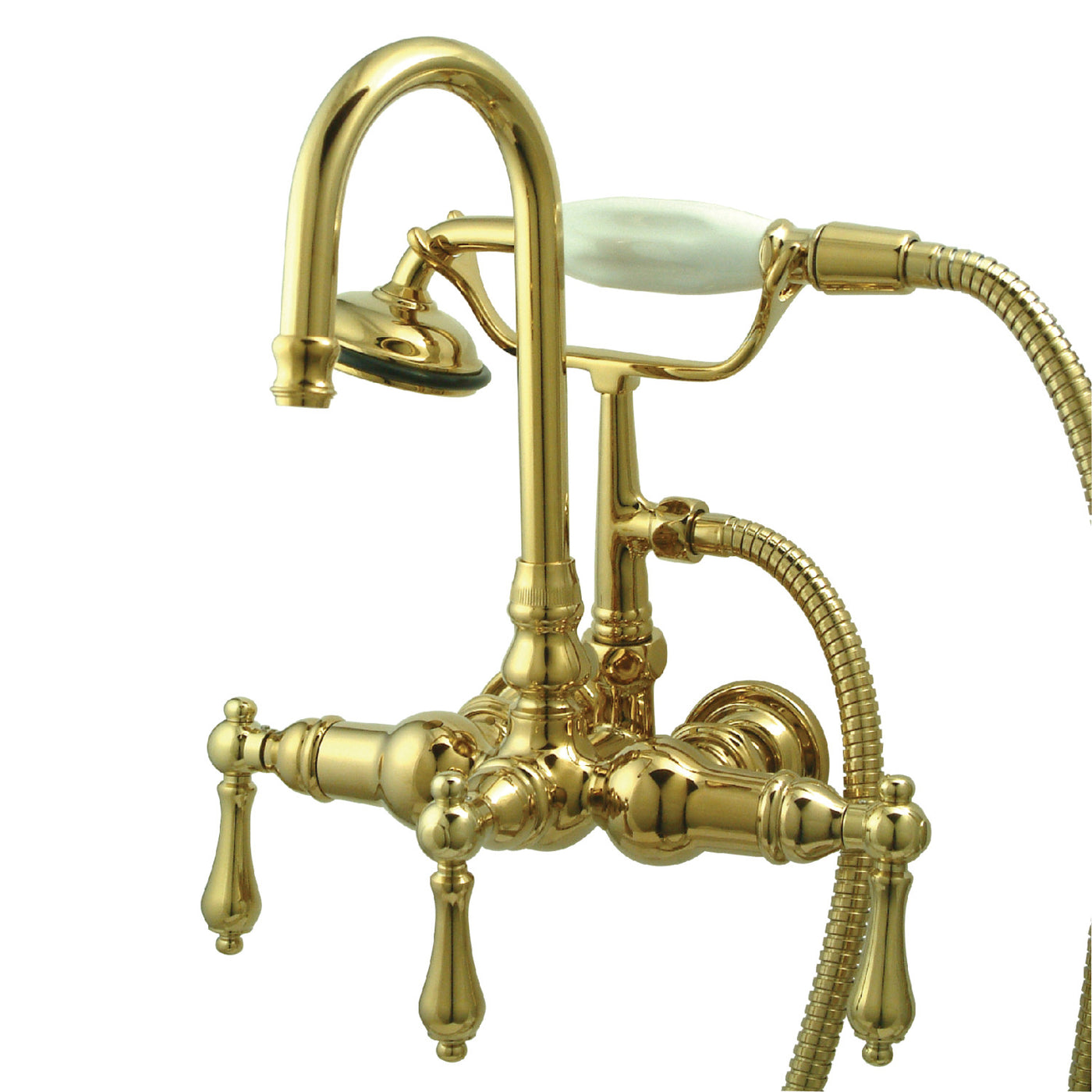 Elements of Design DT0072AL 3-3/8" Wall Mount Tub Faucet with Hand Shower, Polished Brass