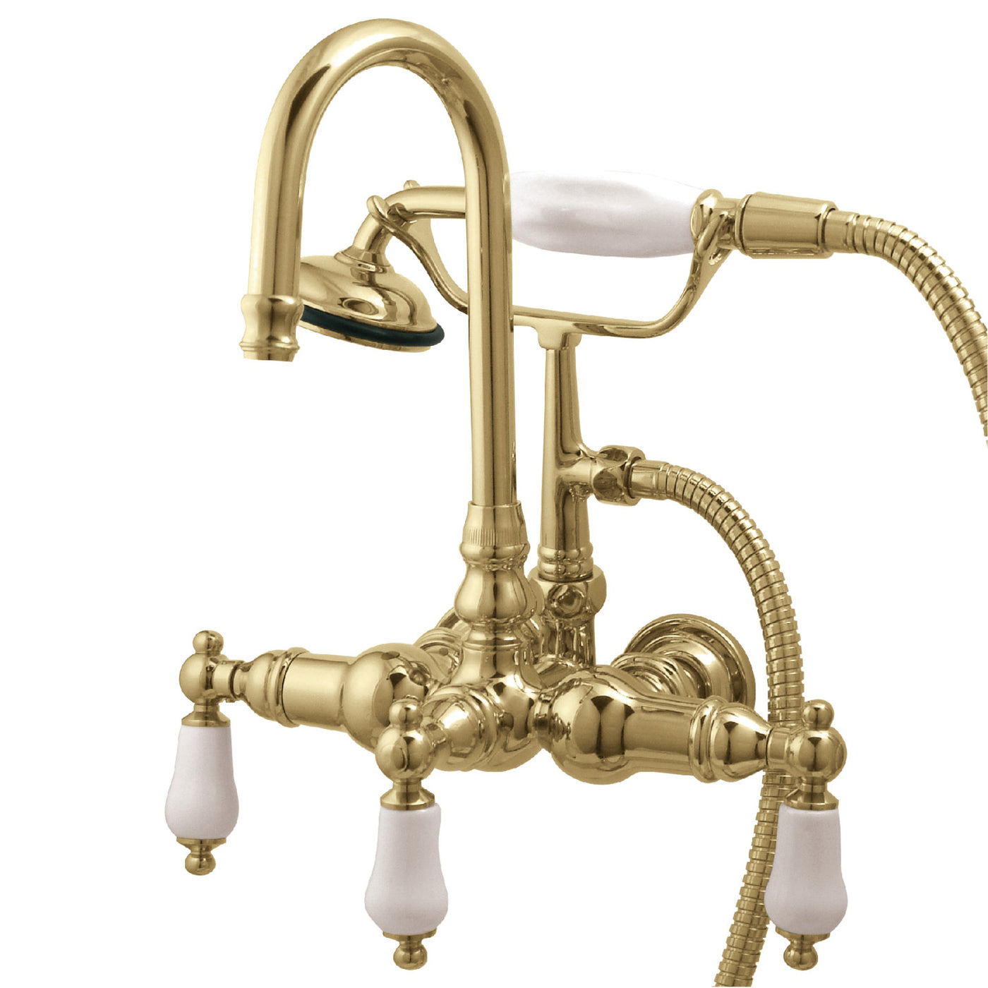 Elements of Design DT0072PL 3-3/8" Wall Mount Tub Faucet with Hand Shower, Polished Brass