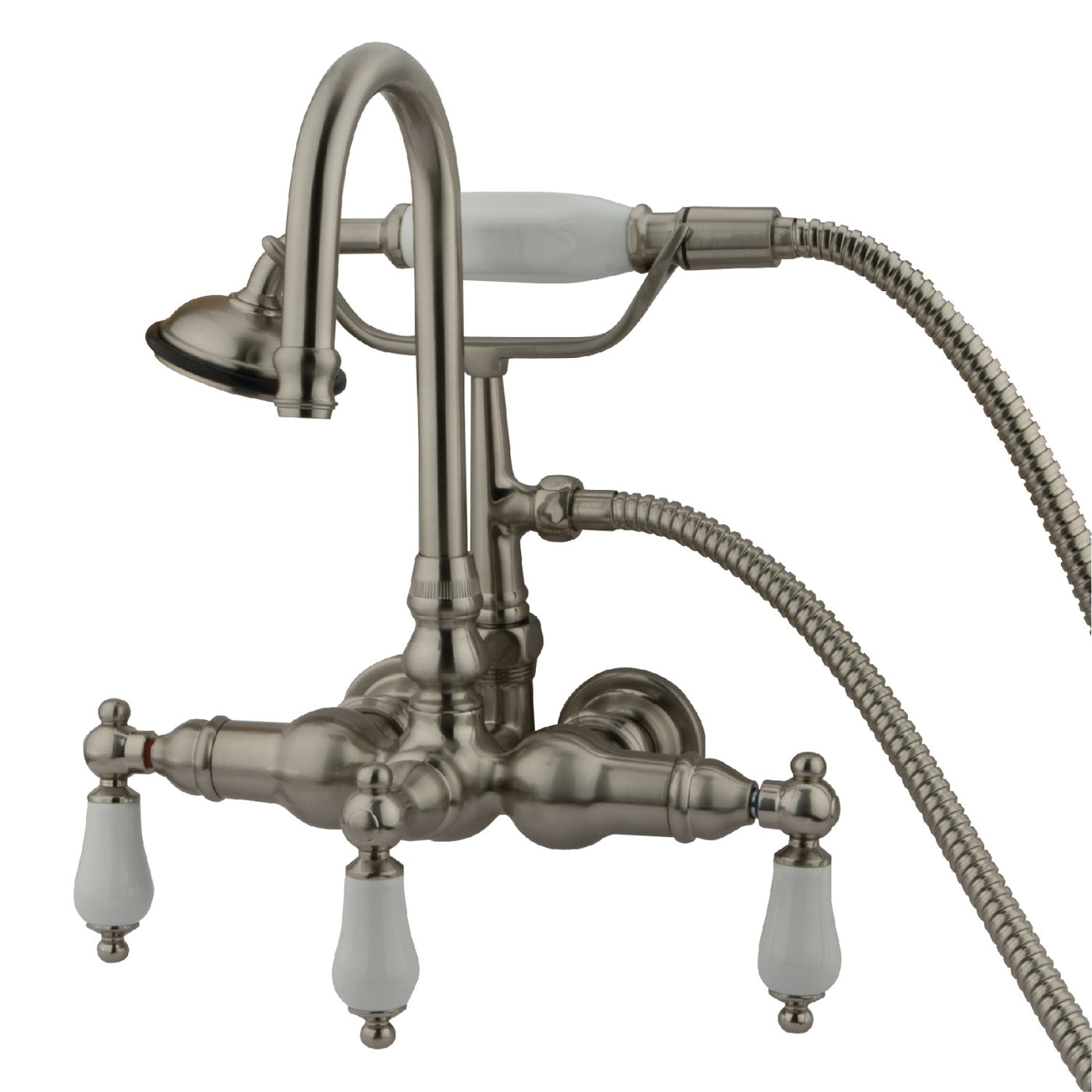 Elements of Design DT0078PL 3-3/8" Wall Mount Tub Faucet with Hand Shower, Brushed Nickel
