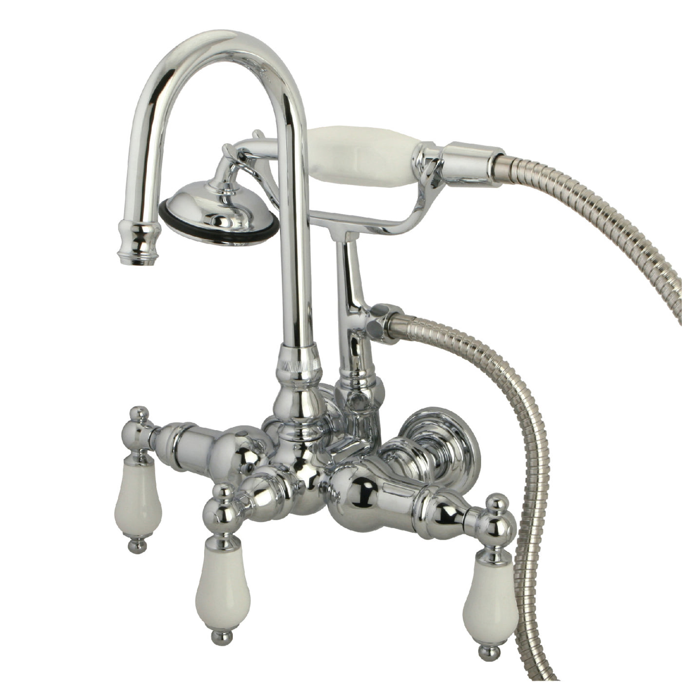Elements of Design DT0081PL 3-3/8" Wall Mount Tub Faucet with Hand Shower, Polished Chrome