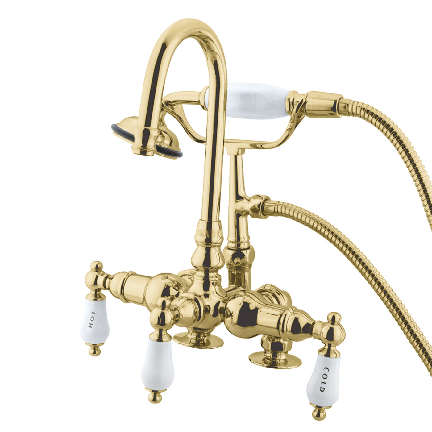 Elements of Design DT0132CL 3-3/8-Inch Deck Mount Tub Faucet, Polished Brass