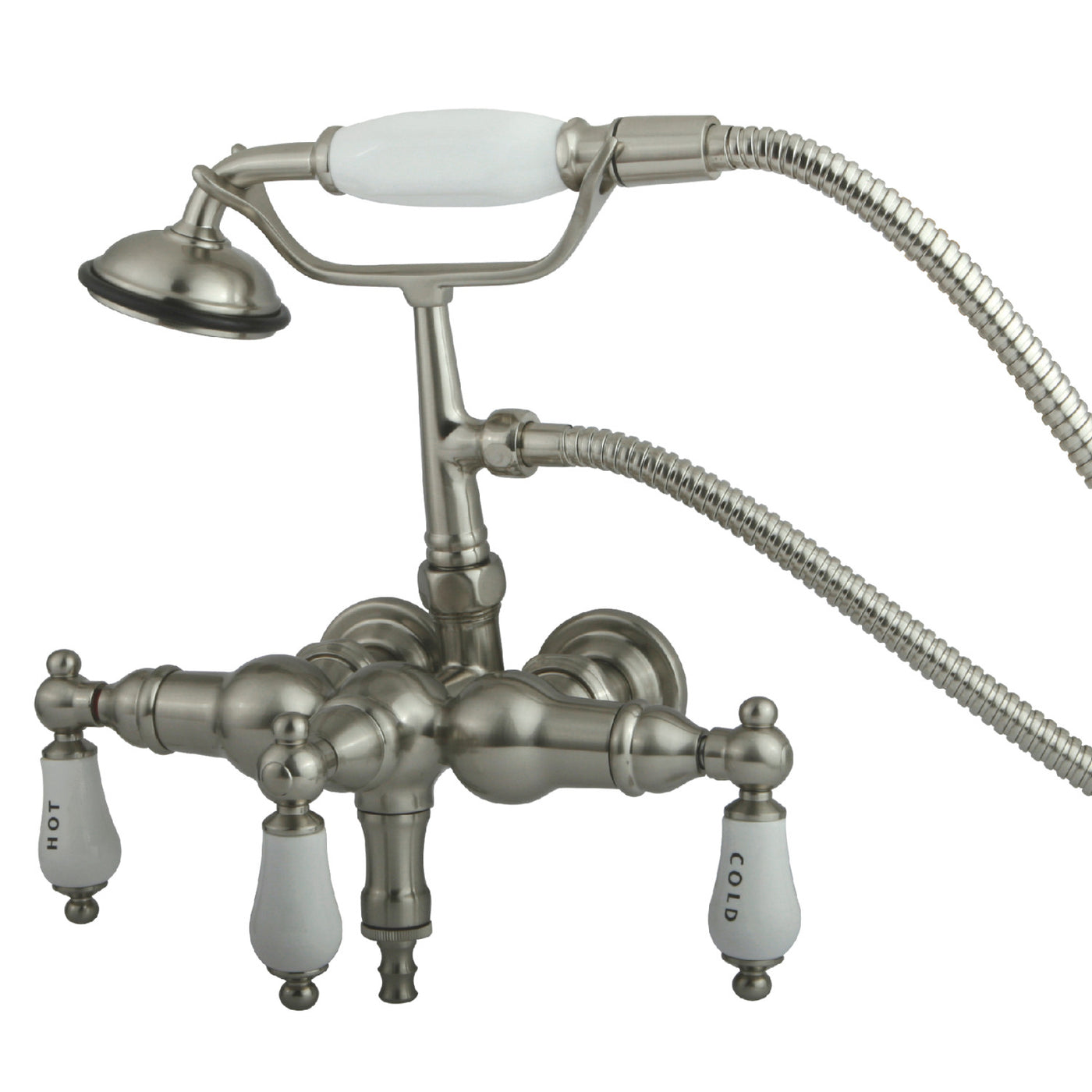 Elements of Design DT0198CL 3-3/8-Inch Wall Mount Tub Faucet with Hand Shower, Brushed Nickel