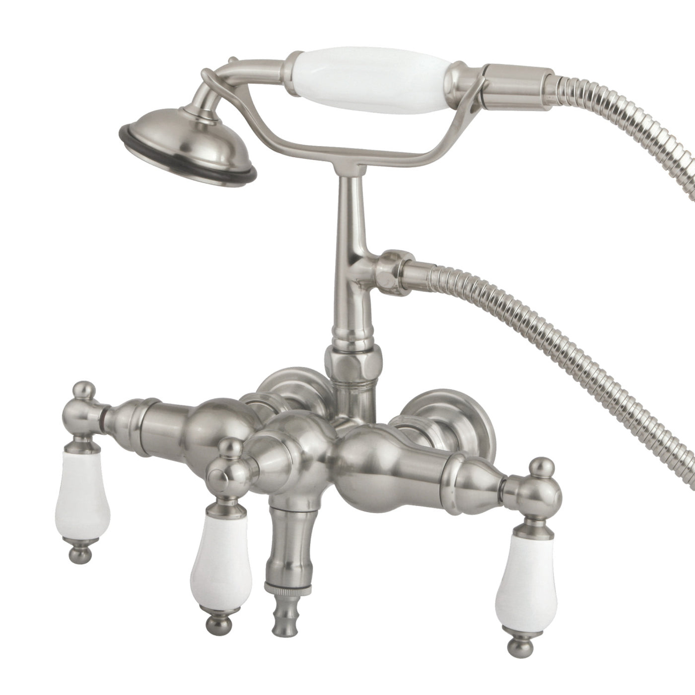Elements of Design DT0198PL 3-3/8-Inch Wall Mount Tub Faucet with Hand Shower, Brushed Nickel